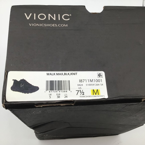 Vionic Walk Max Black Knit Womens Athletic Shoes Sneakers Size 7.5 New - Picture 6 of 6